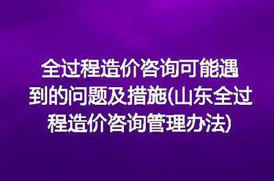 山東全過程造價(jià)咨詢管理辦法視角下 全過程造價(jià)咨詢常見問題與應(yīng)對(duì)措施