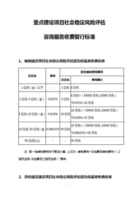 建設(shè)項(xiàng)目社會(huì)穩(wěn)定風(fēng)險(xiǎn)評(píng)估報(bào)告編制基準(zhǔn)收費(fèi)標(biāo)準(zhǔn)及社會(huì)經(jīng)濟(jì)咨詢服務(wù)范圍